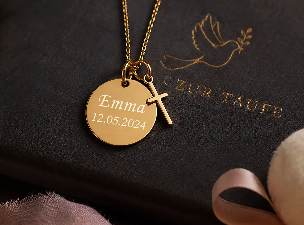 Taufkette rund gold bedruckt
